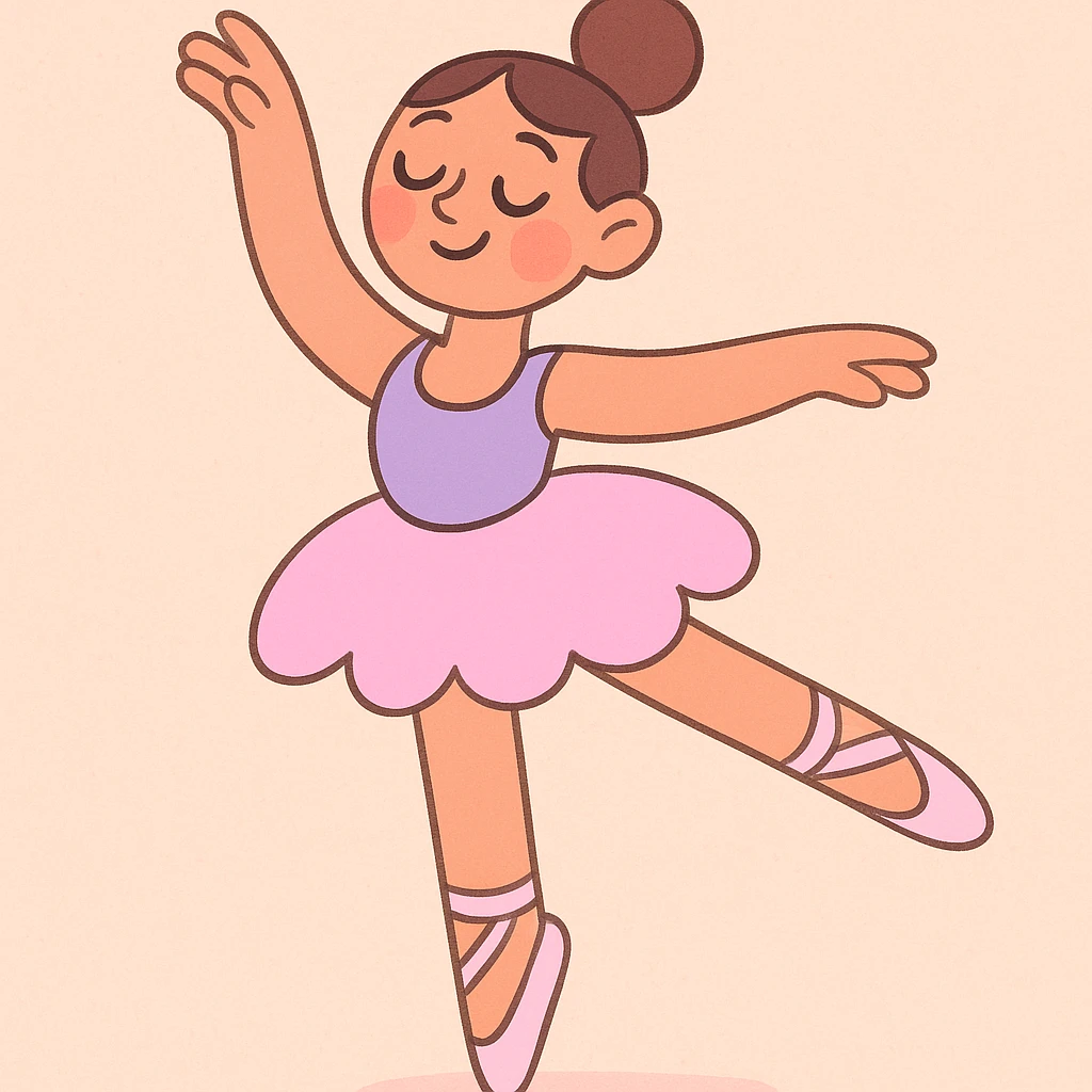 ballerina, 2D cartoon style, pastel toon emoji
