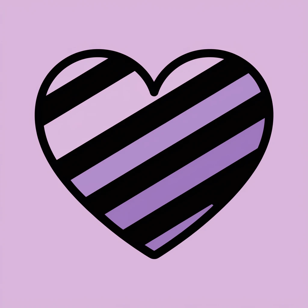 emo heart with black and purple stripes emoji