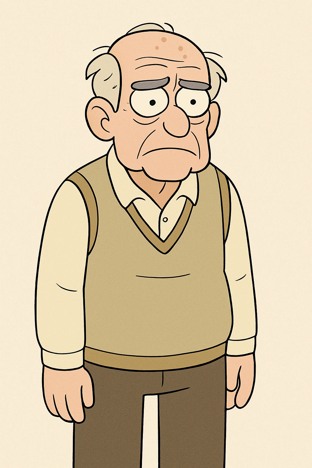 a old man in vest, front view emoji