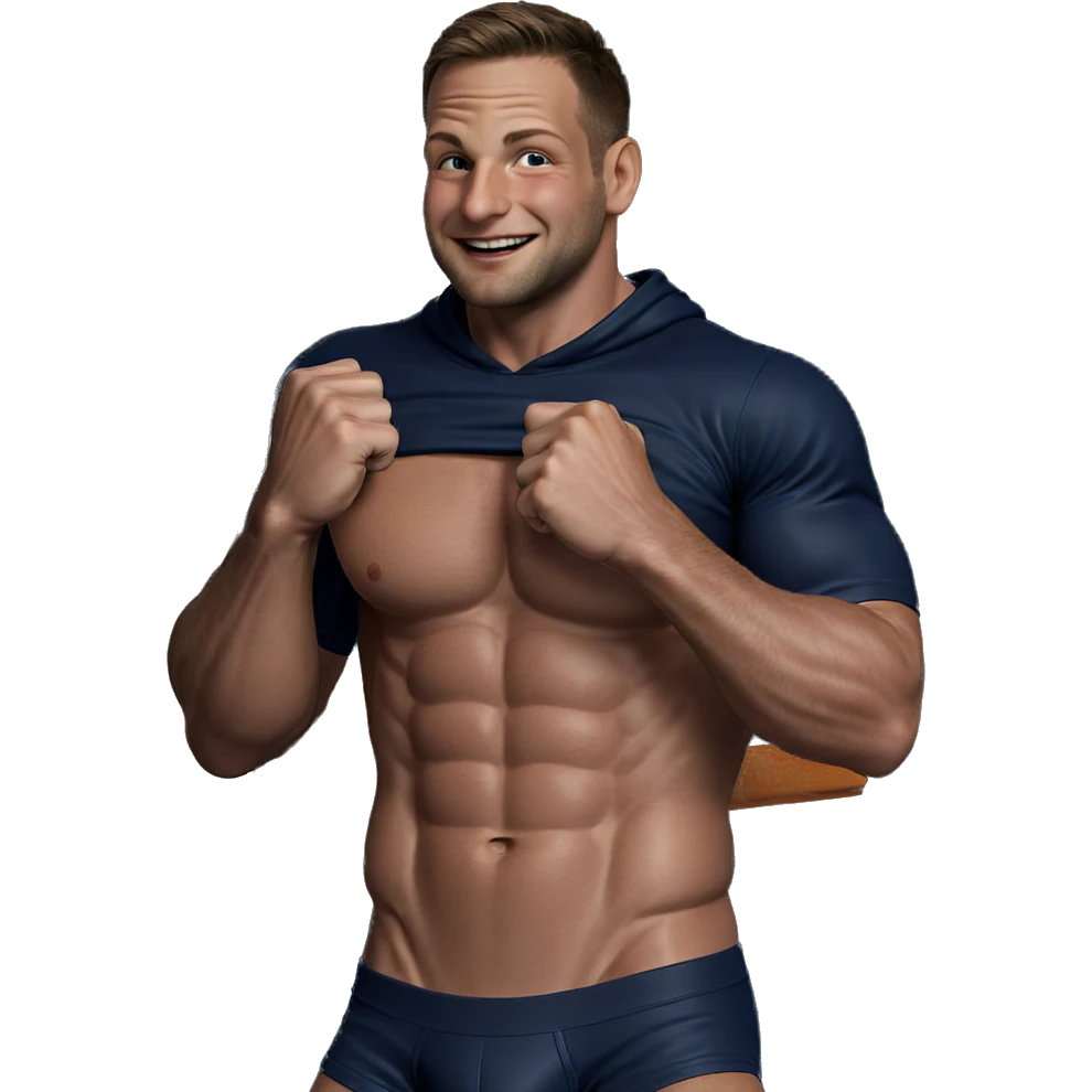 smiling muscular man in underwear emoji
