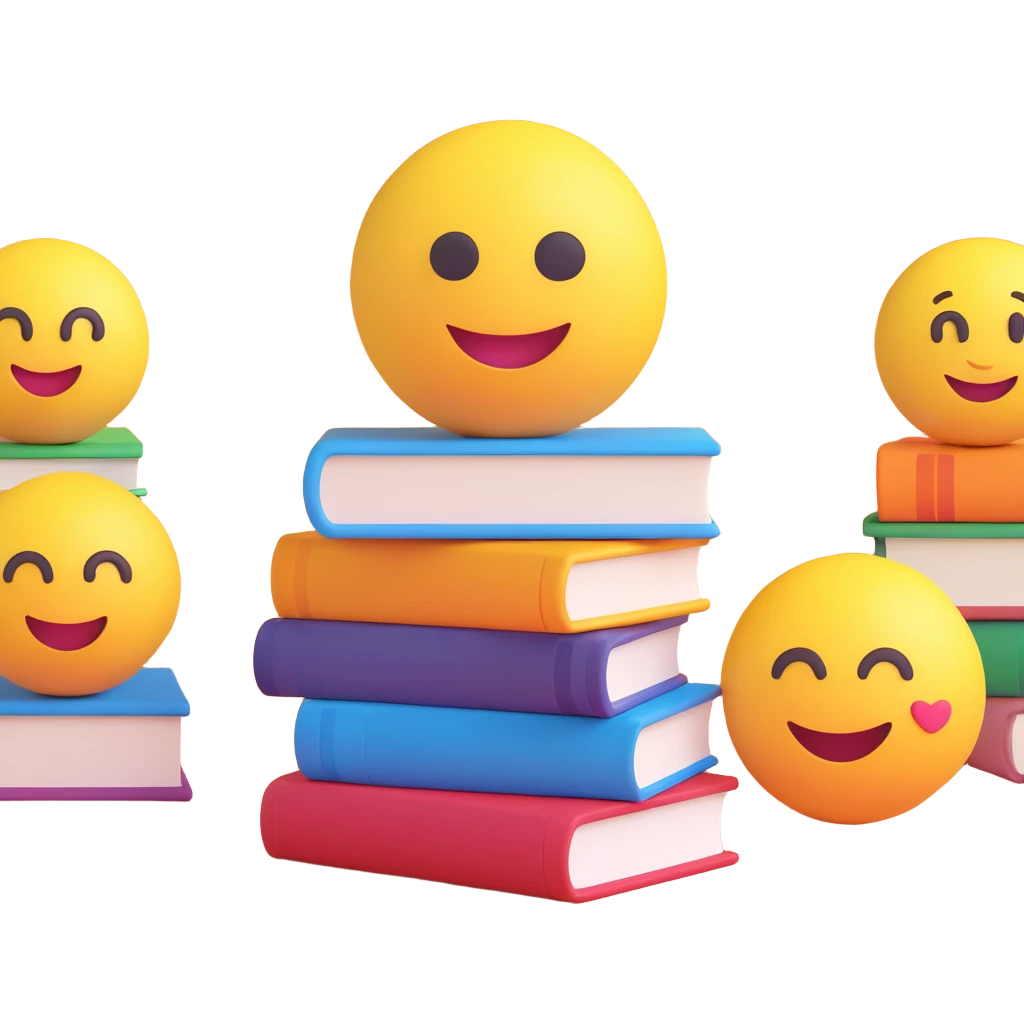 a pile of colorful books, 3D emoji style emoji