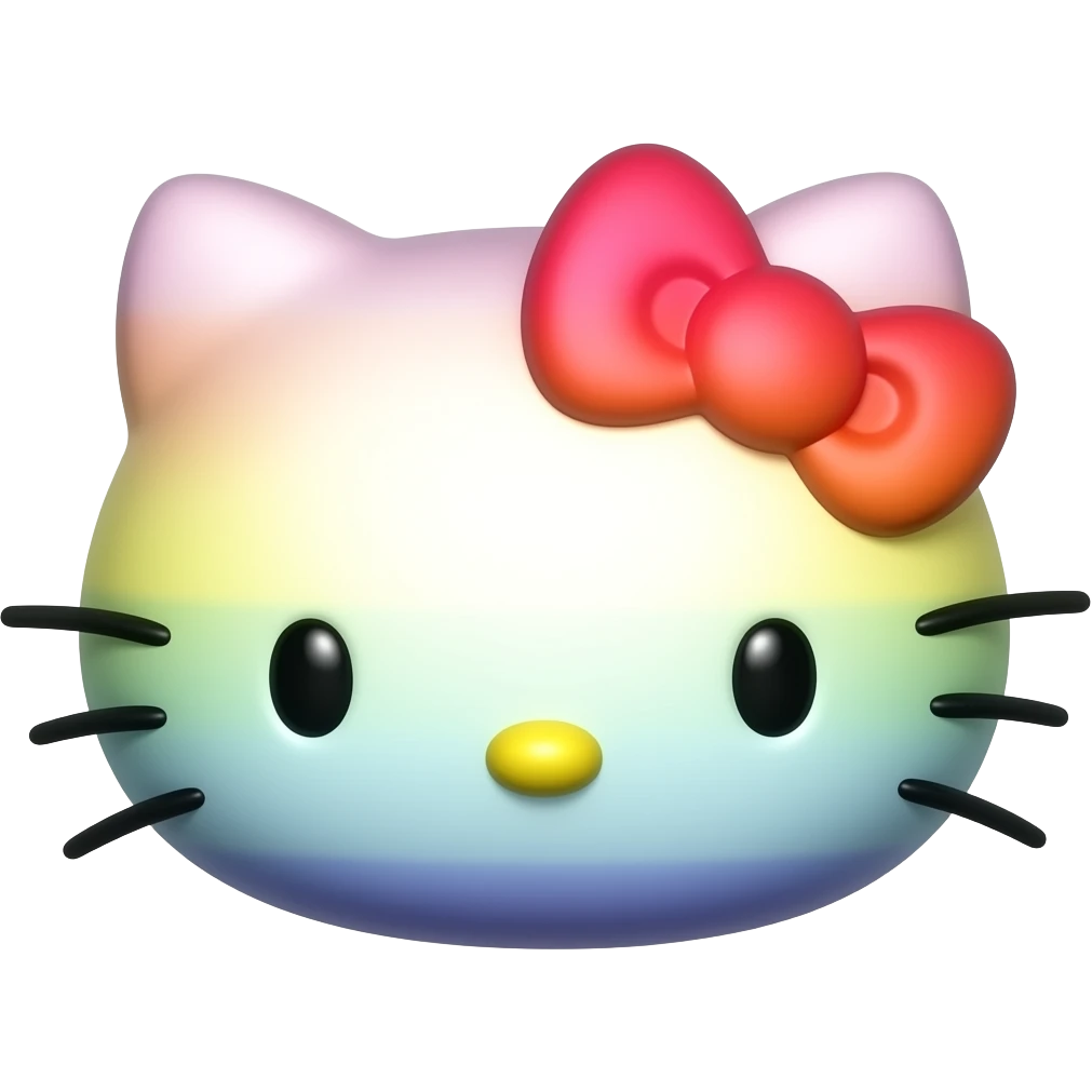 hello kitty face 3d raimbow shadow emoji