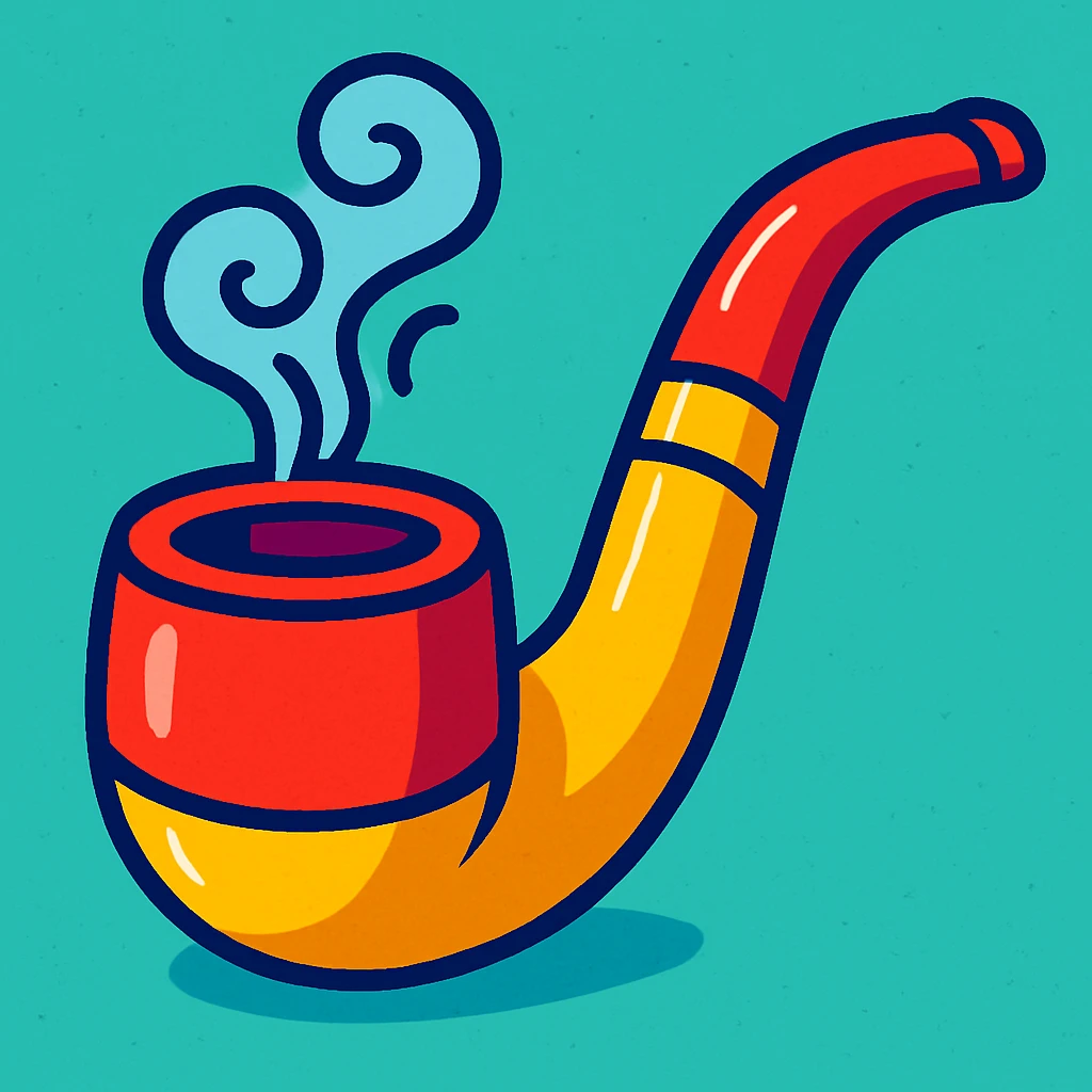 Sherlock Holmes curved smoking pipe in vibrant cartoon style emoji