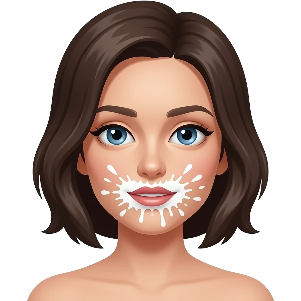 Female with white splatter on her mouth emoji