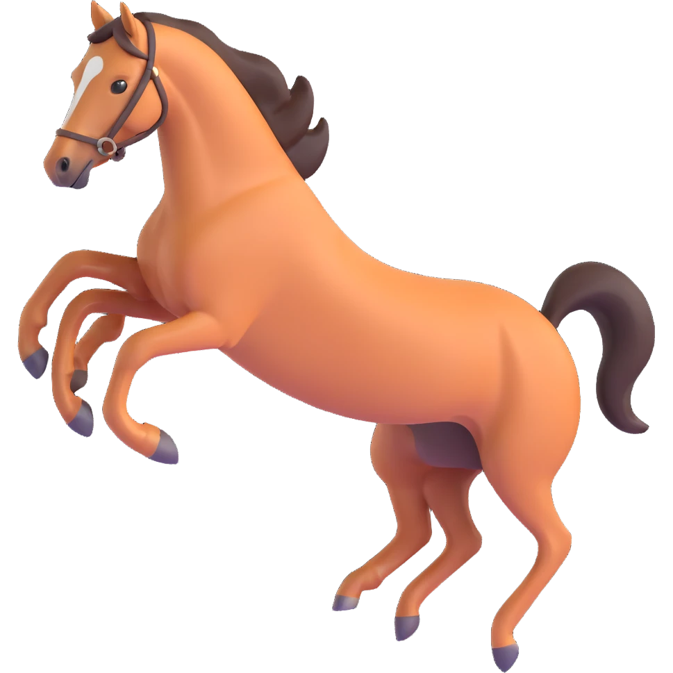 Hermès-style horse jumping, elegant, luxury, minimal, 3D style, white or transparent background emoji