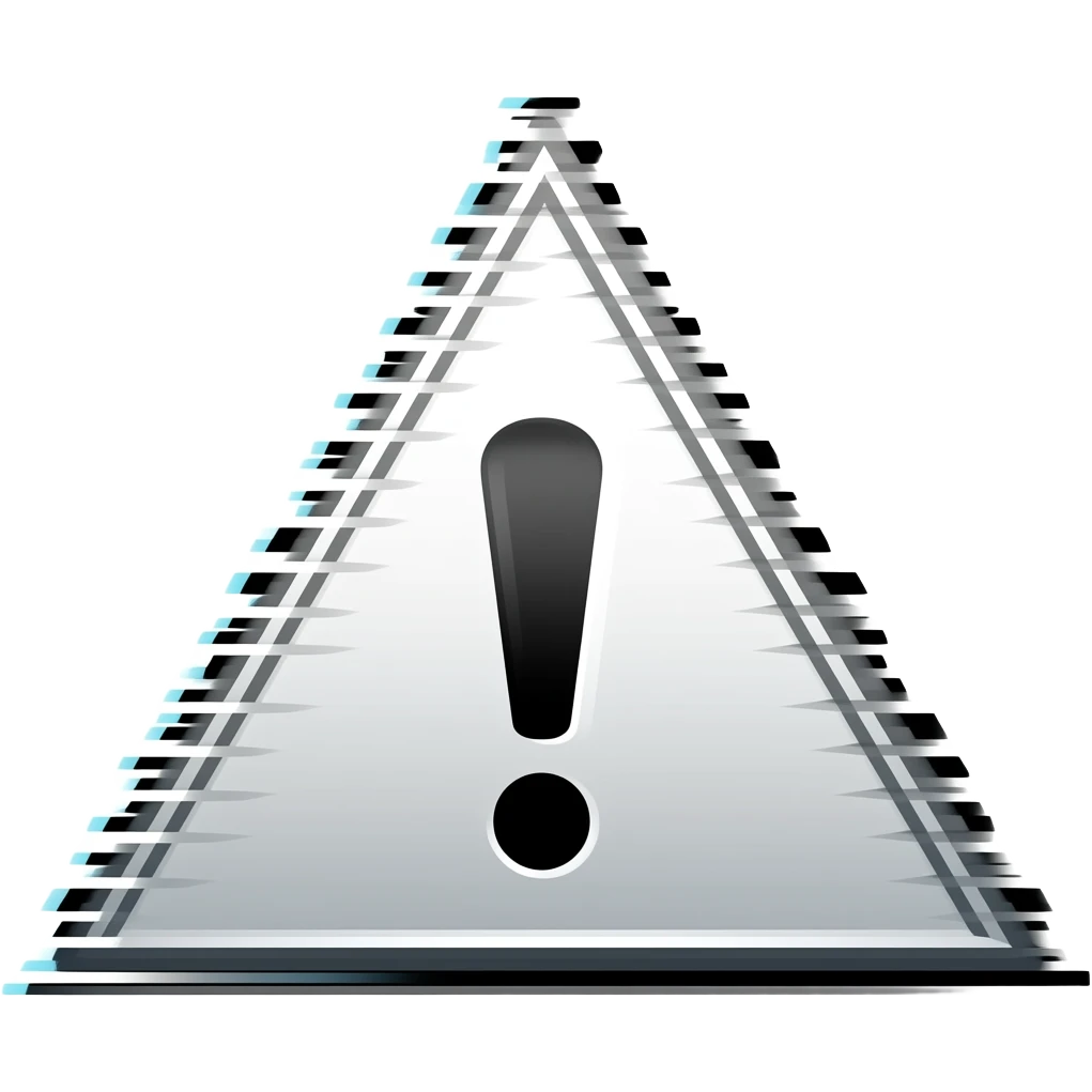 A white triangle with an exclamation mark In the middle with glitchy effect around it emoji