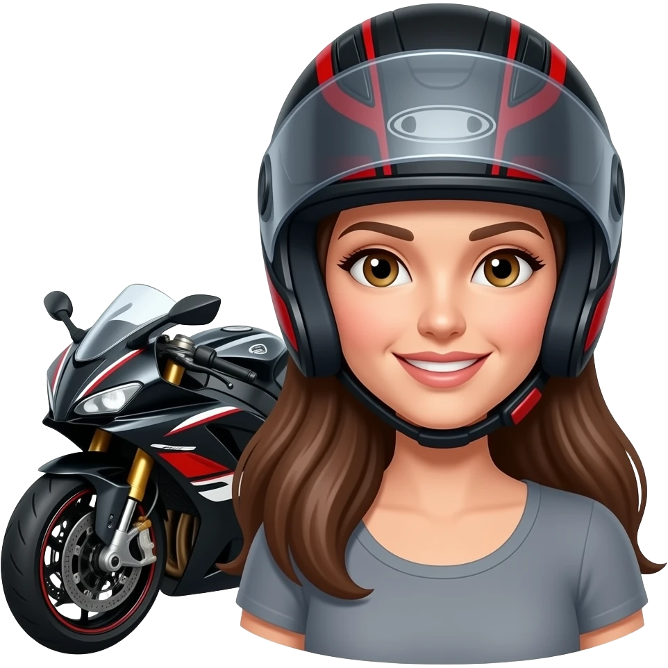 mulher com um capacete de mota e a mota ao lado emoji