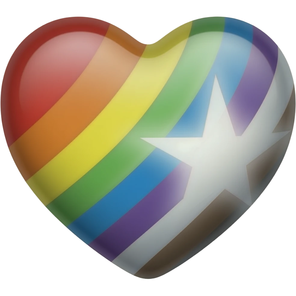 Progress flag heart red, orange, yellow, green, blue, violet, white, pink, light blue, brown and black emoji