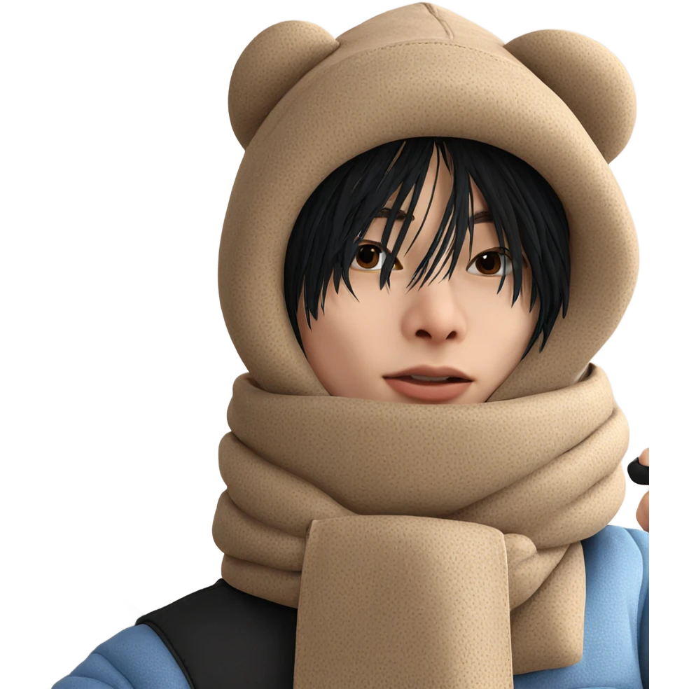 boy in winter hooded scarf emoji