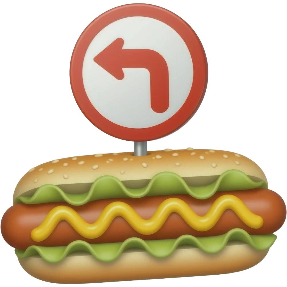 Hotdog with a U-turn on the bun emoji