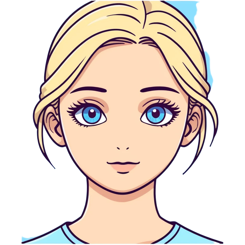 Pretty girl with sky blue eyes and long eyelashes emoji