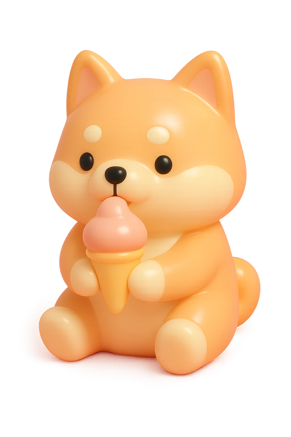Shiba inu, eating ice cream emoji