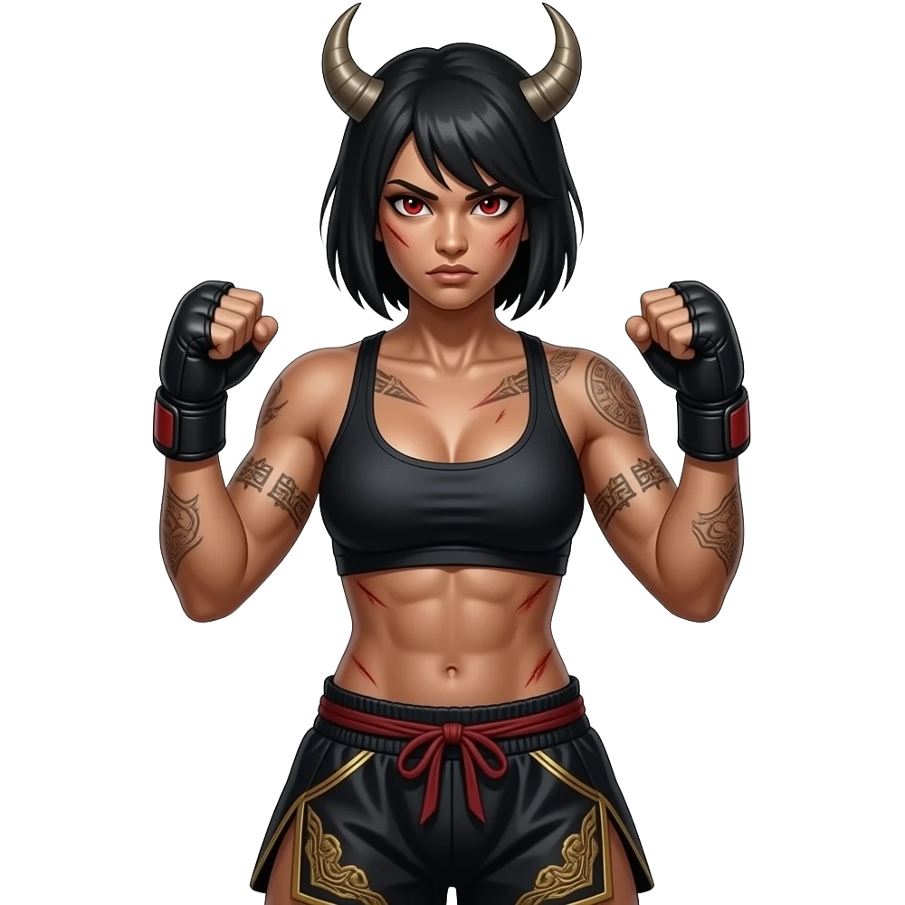 sexy Muay thai female monster emoji