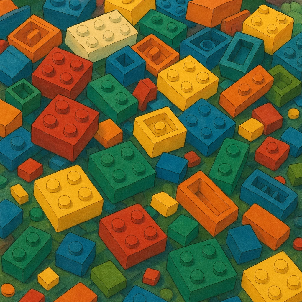 pile of assorted LEGO bricks, vibrant colors emoji