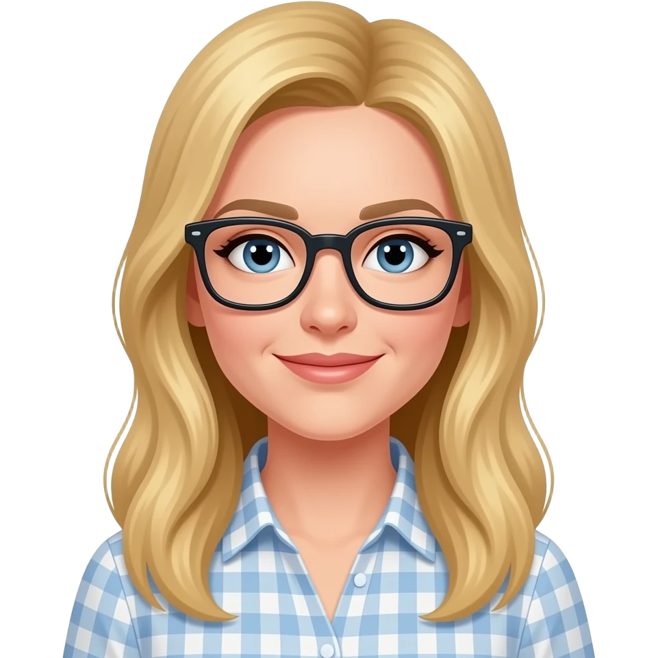 femme blonde cheveux longs caucasienne 30 ans avec lunettes emoji