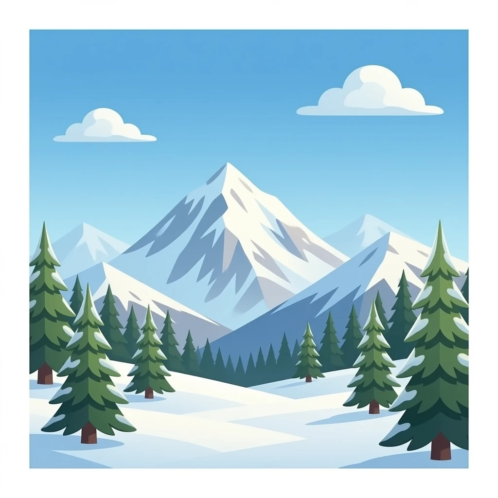 CREA UNA MONTAÑA NEVADA EN PNG SIN NUBES emoji