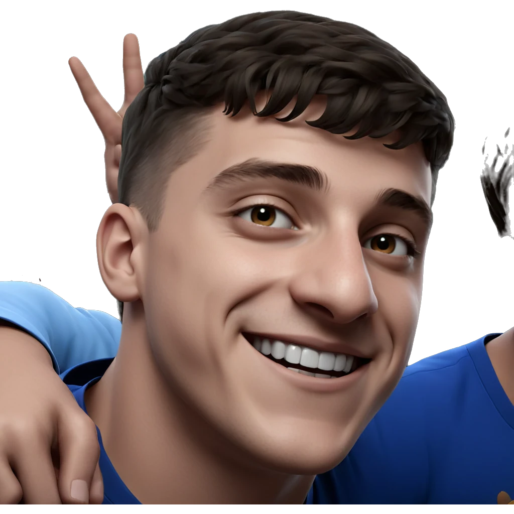 boys in blue shirts smiling emoji