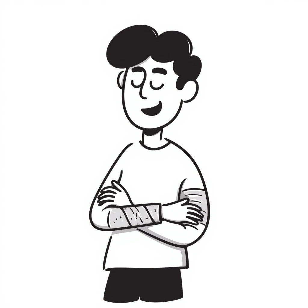 an injured man with a bandage, hand drawn doodle style emoji