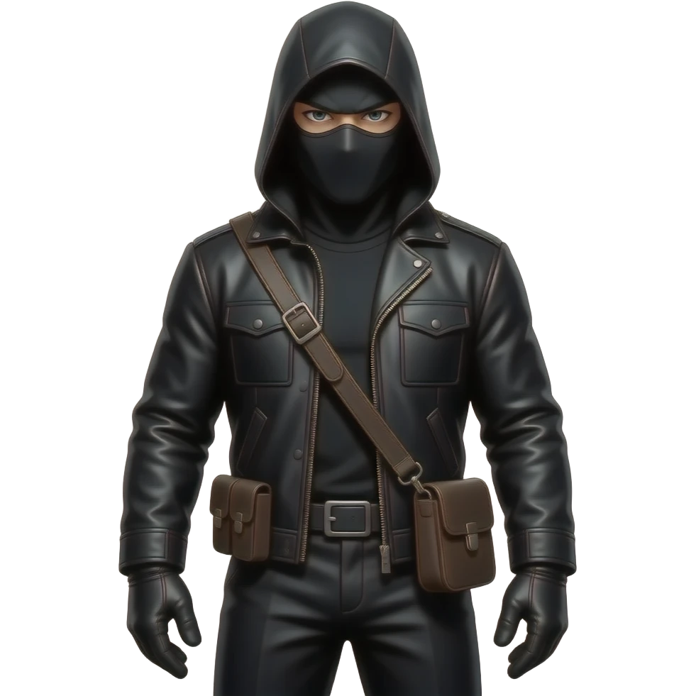 Man wearing thief outfit emoji