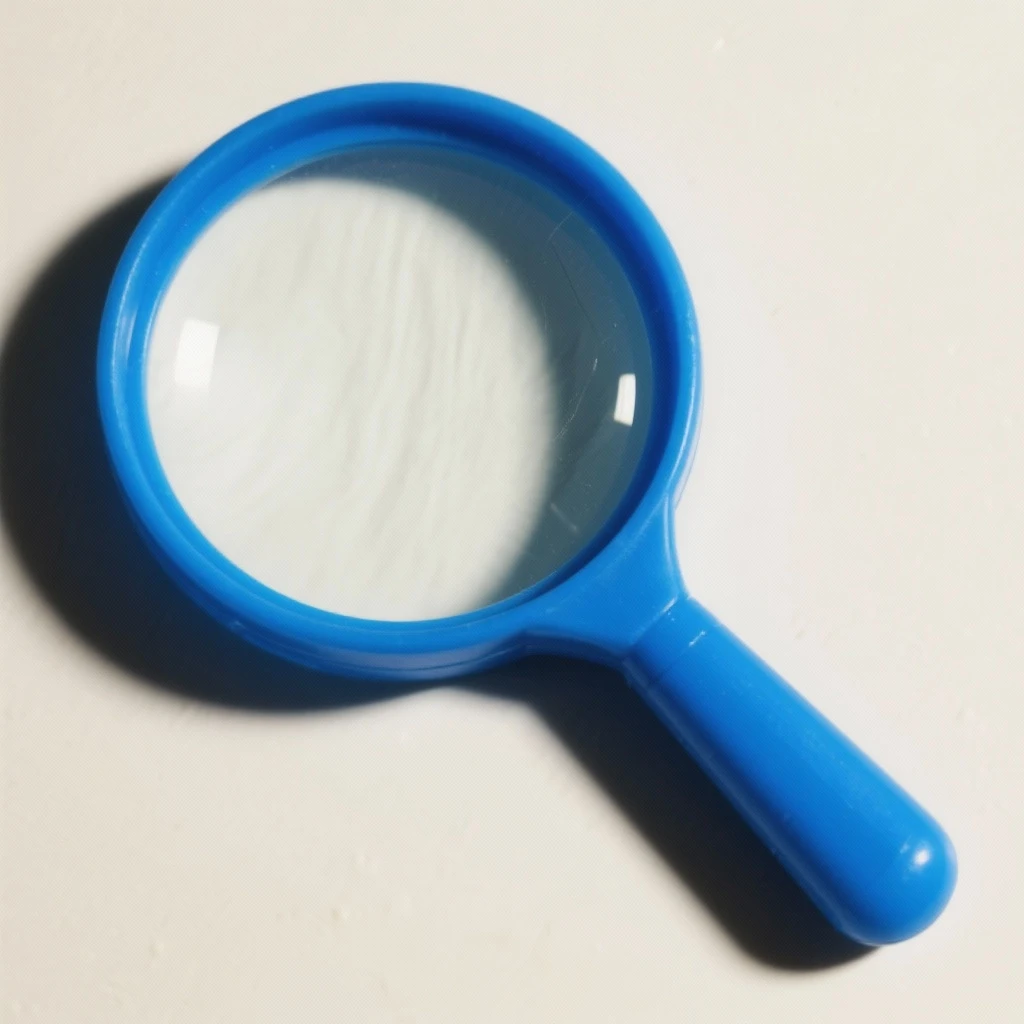 magnifying glass in blue plastic emoji