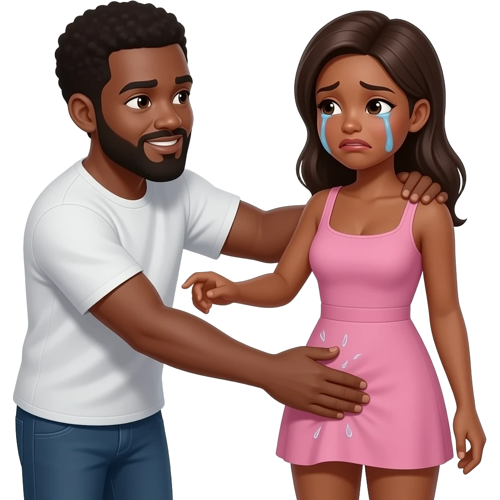 a black man slapping his black girlfriend crying buttocks emoji
