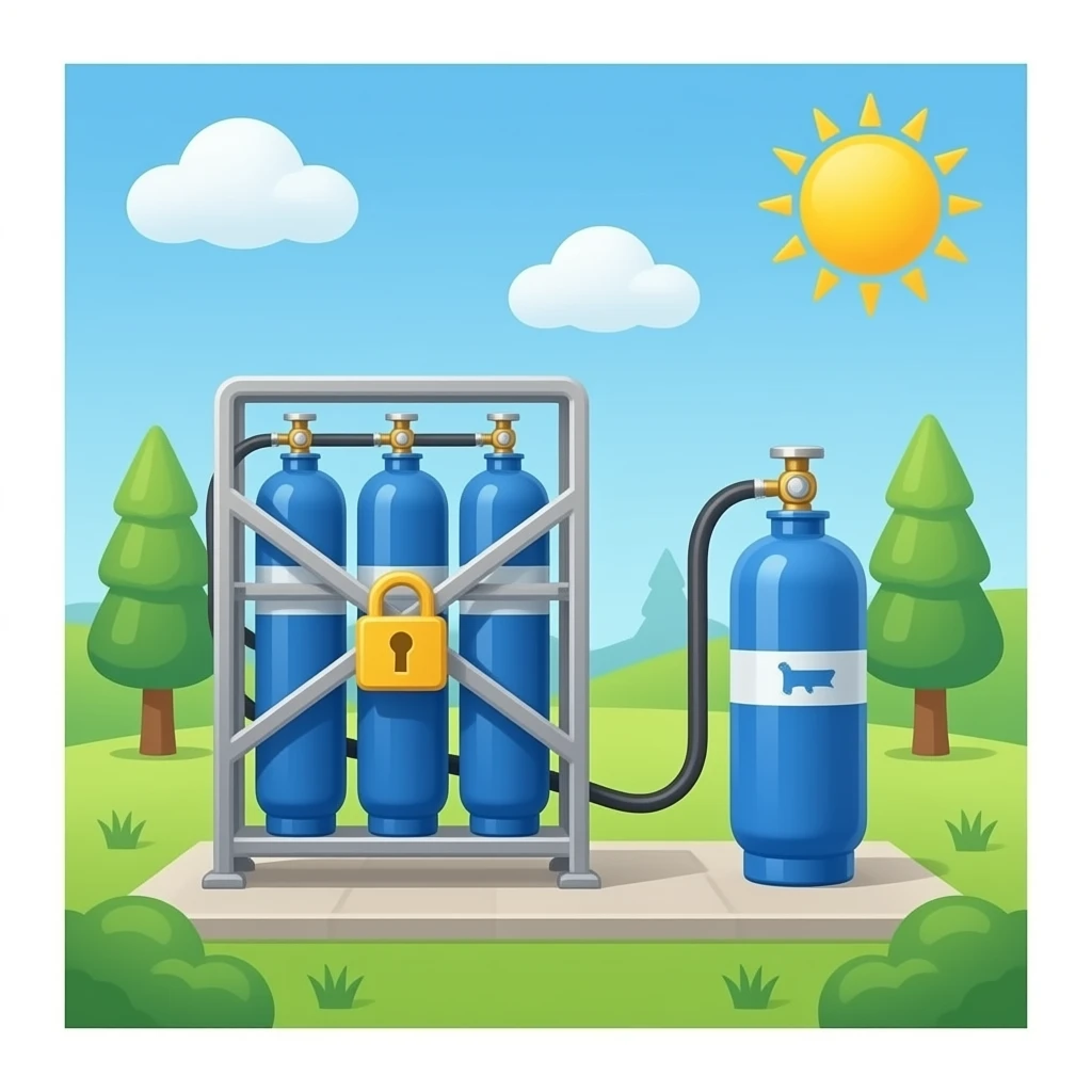 Gas cylinder storage secure with change emoji
