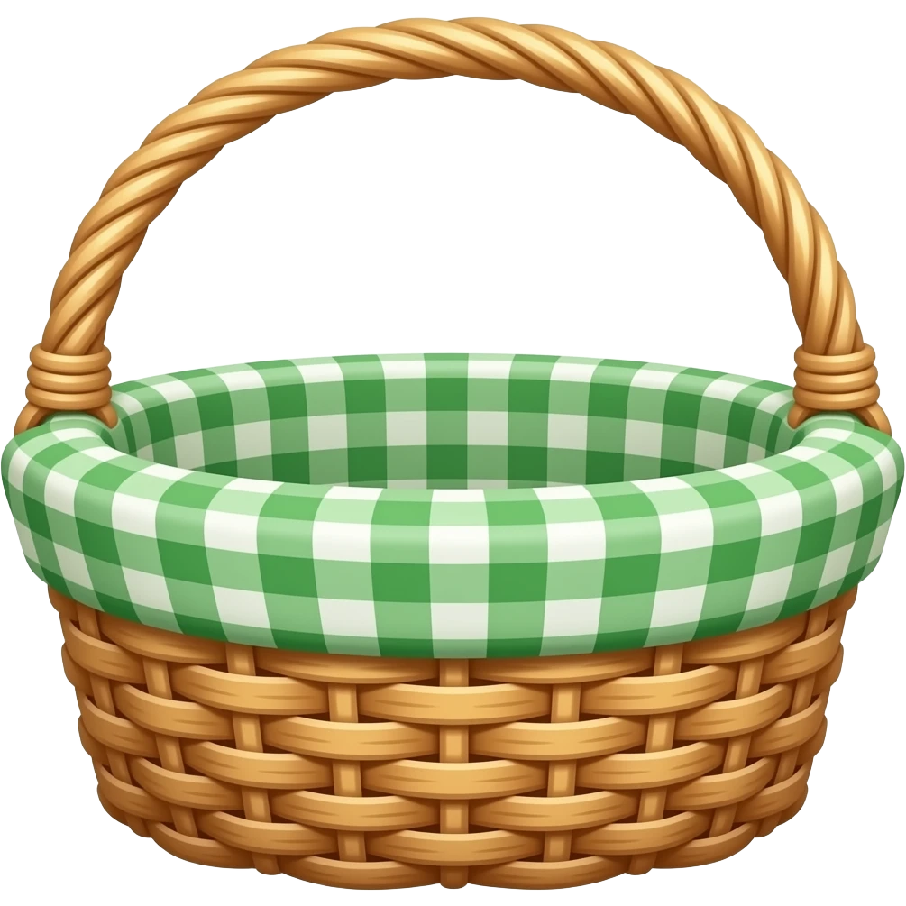 basket with forest green gingham cloth emoji