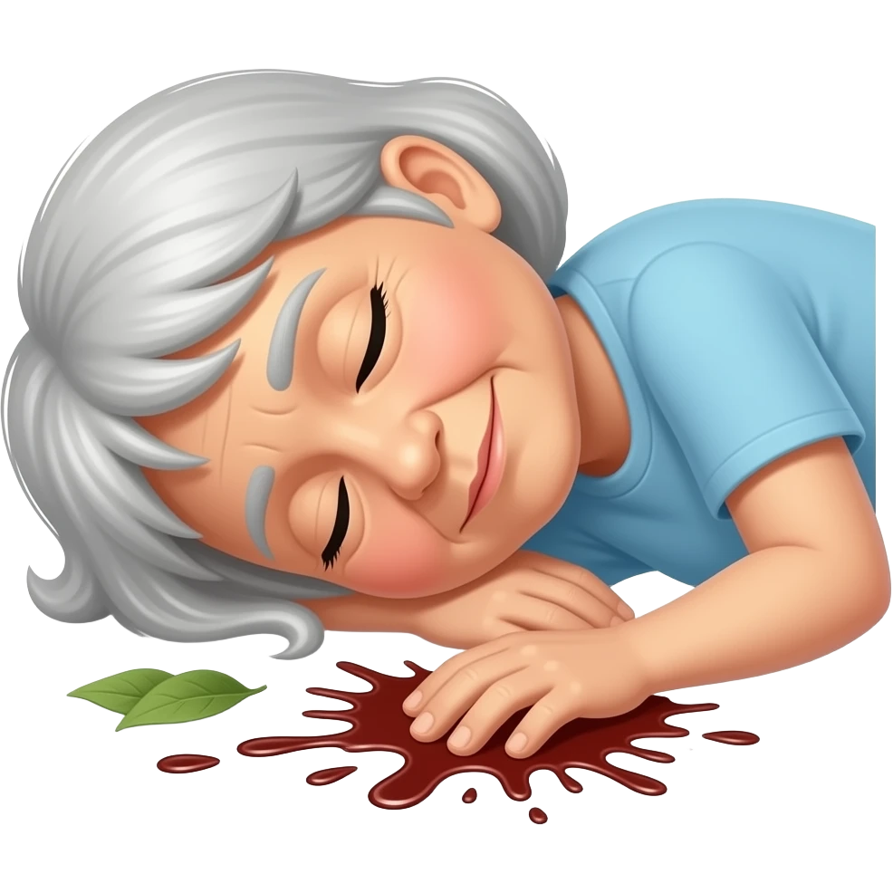 An elderly woman who fell onto left side emoji