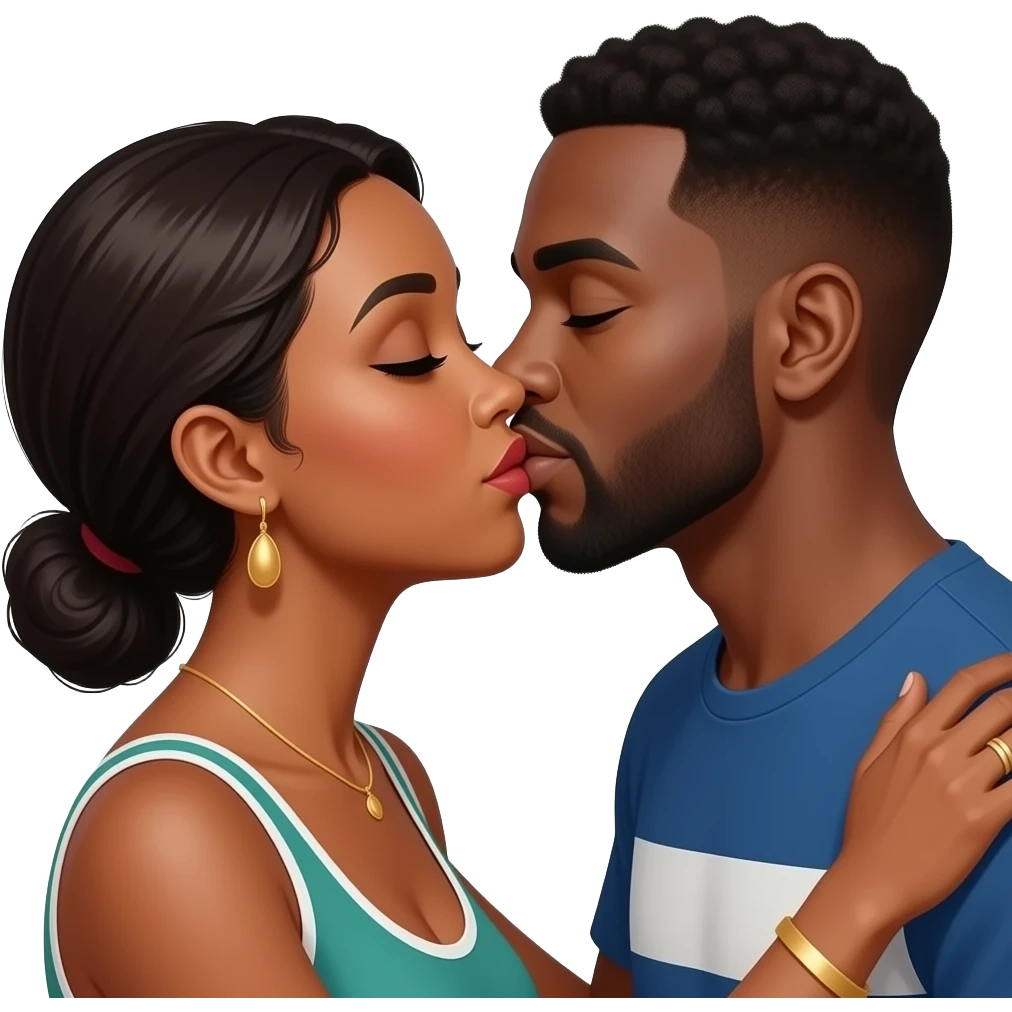 Naked sudanese  kissing black woman & black man  couple emoji