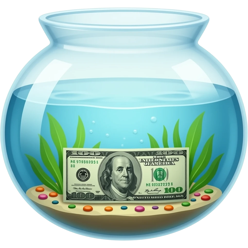 dollars inside aquarium emoji