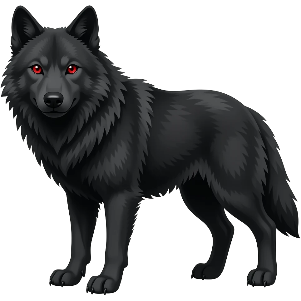 black wolf with red eyes emoji