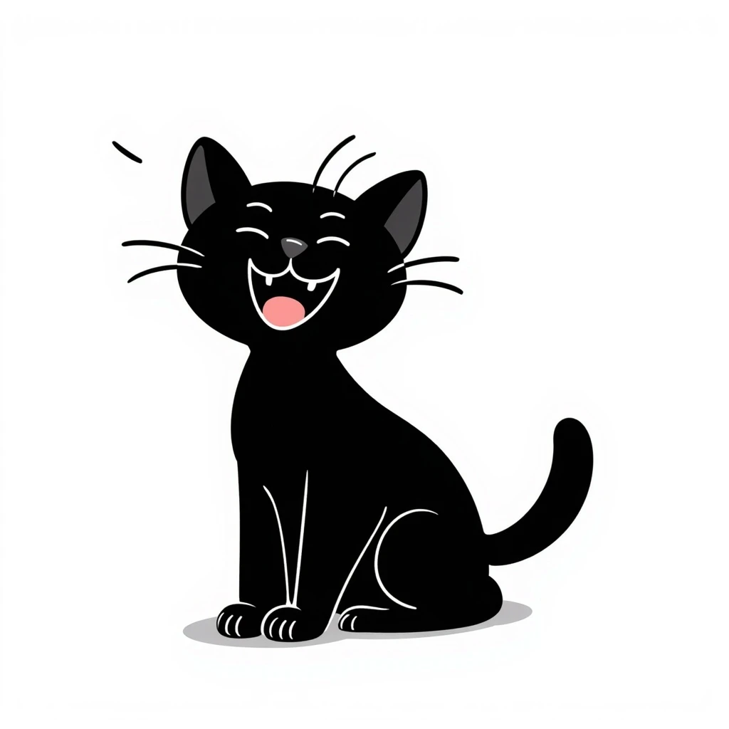 laughing cat doodle style, hand drawn emoji