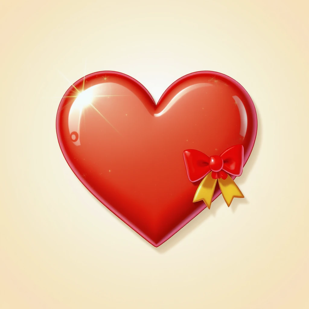 food heart emoji, shiny, with a bow accent, no background emoji