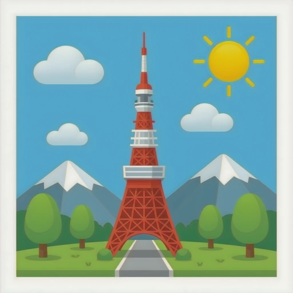 Menara merah biru emoji