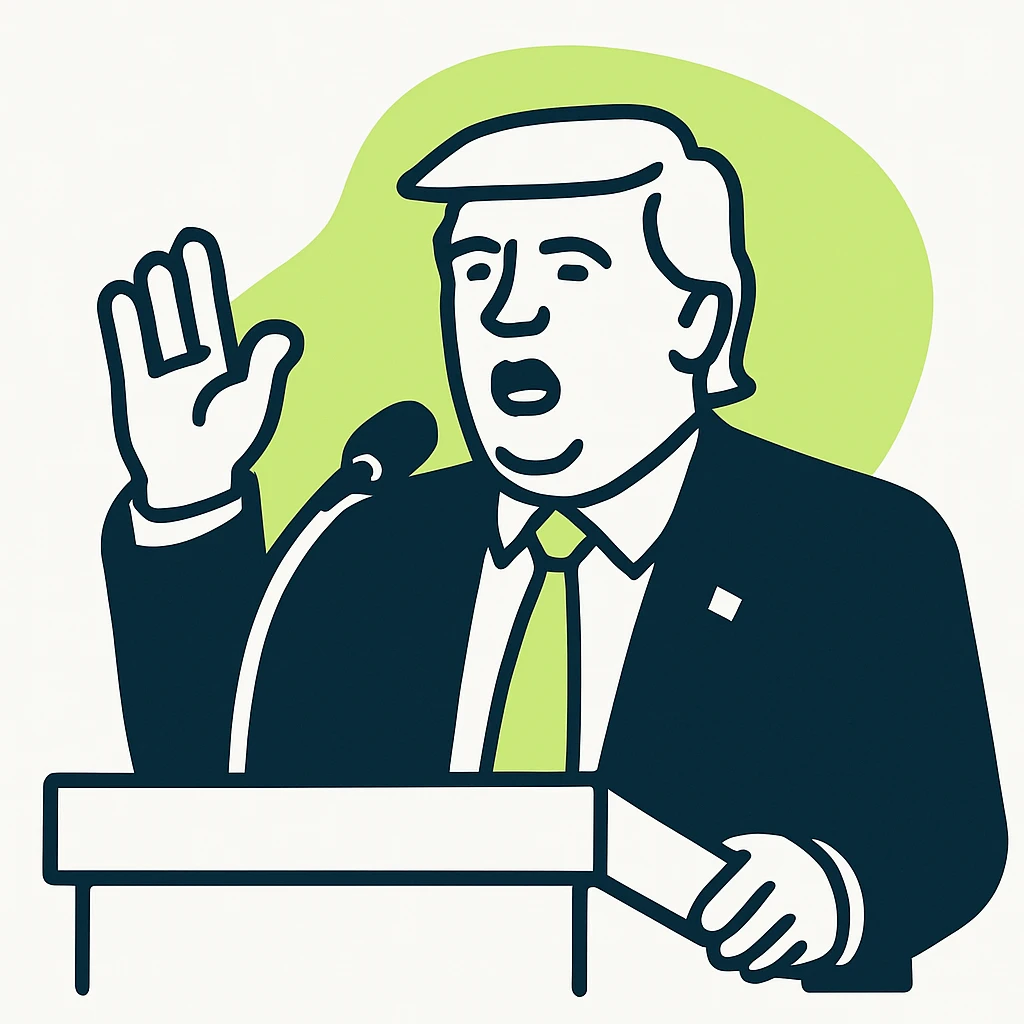 Donald Trump speaking at a rally emoji
