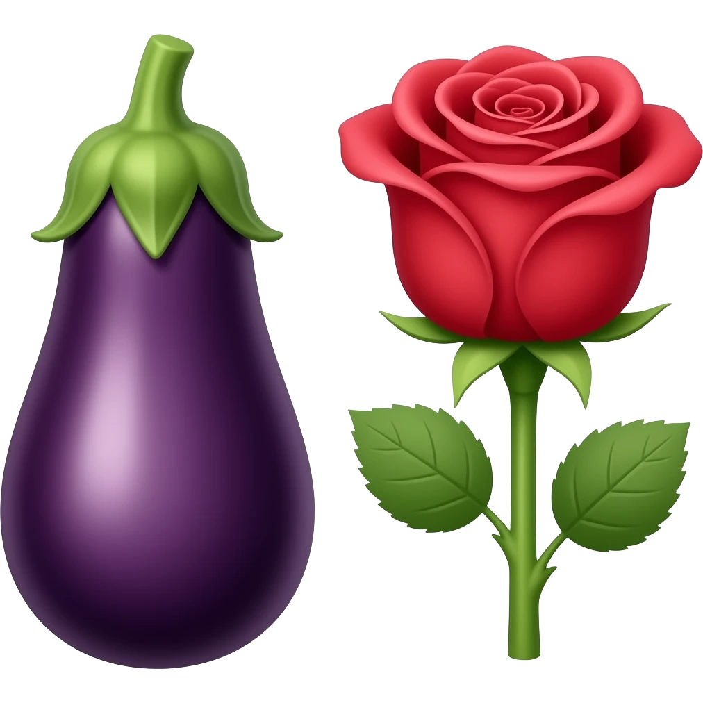 Combi them together eggplant and rose emoji