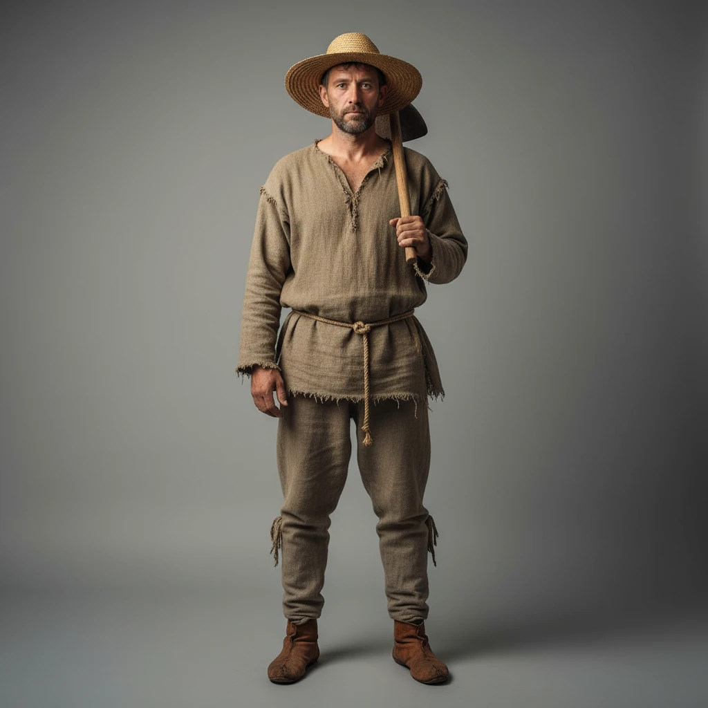 нарисуй крестьянина 16 века в полный рост без фона emoji