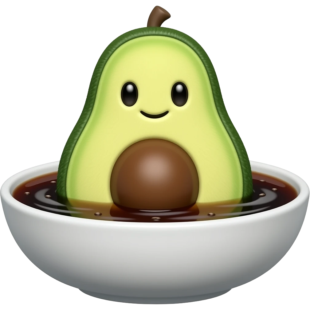 this avocado kuscheltier wirh cola in flache emoji