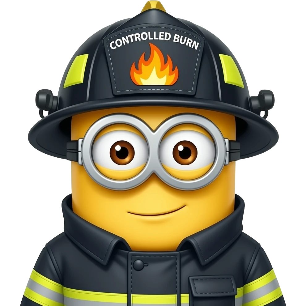 minion firefighter aOT on helmet Banner Controled Burn emoji