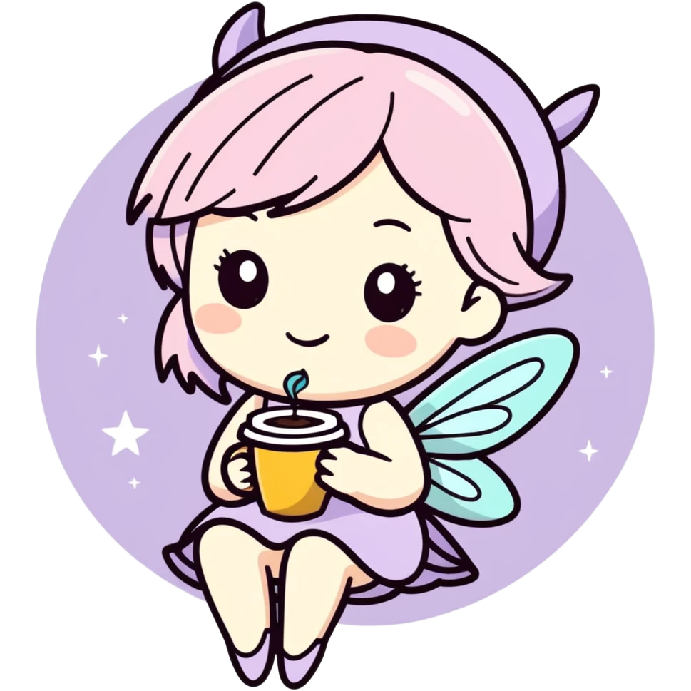 Midsummer Masqurade icon, fairy, stardust and coffee emoji