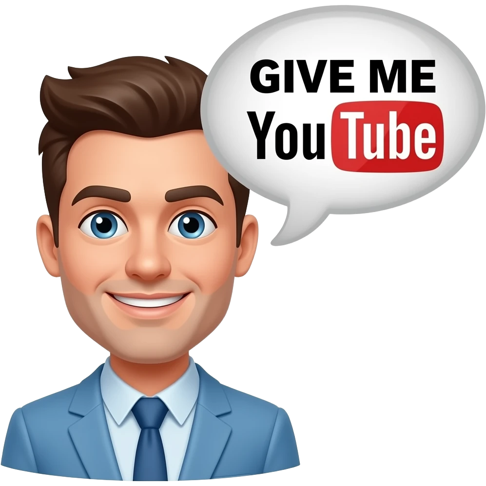 Mad person saying speech bubble GIVE ME YOUTUBE emoji