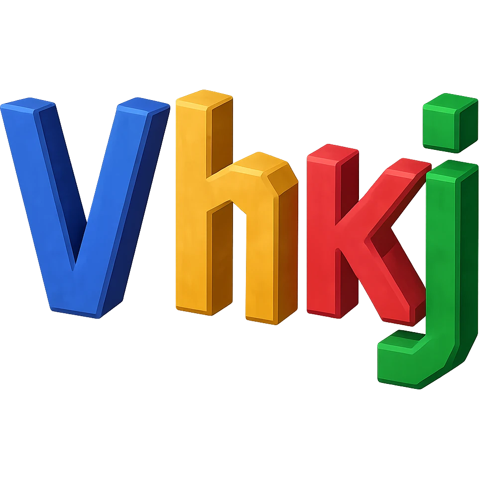 Add a 3D effect to the 'Vhkj' icon, keeping the modern, clean lines and bold look, with no background. emoji