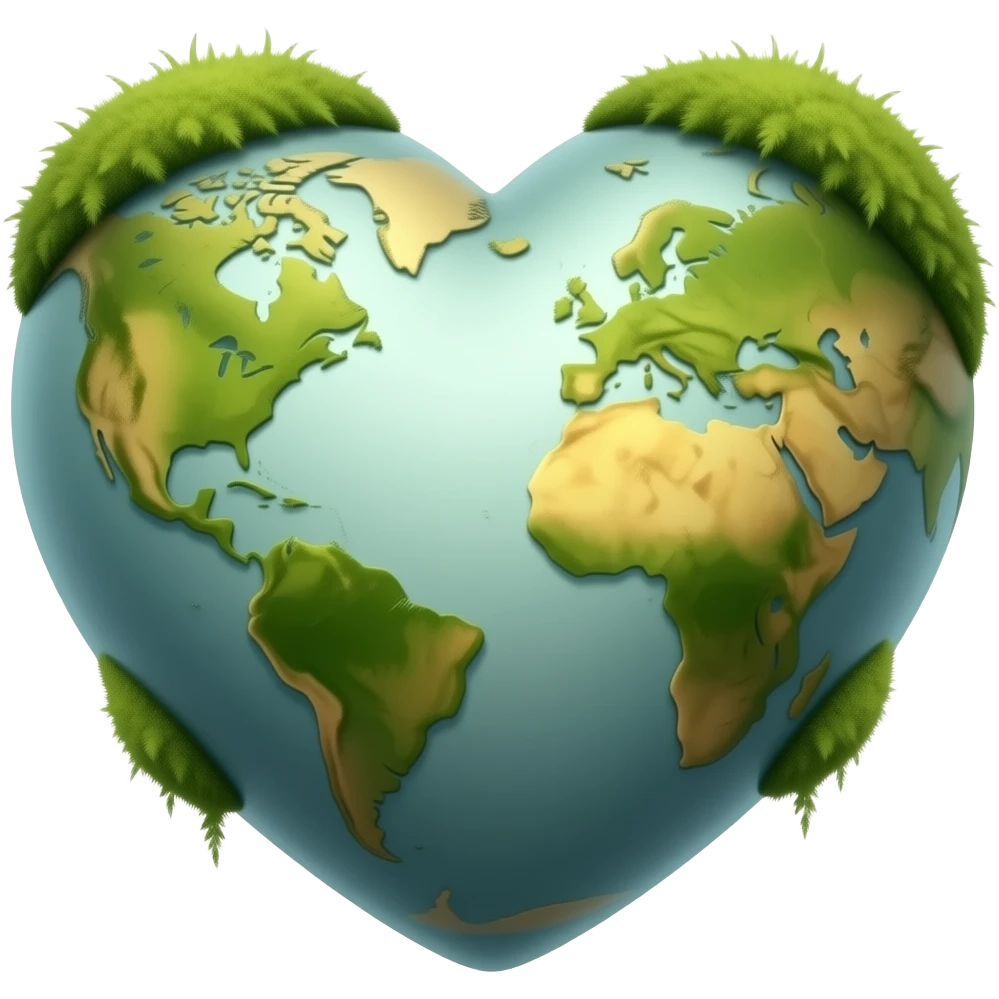 A heart in earth tones with moss growing on it emoji