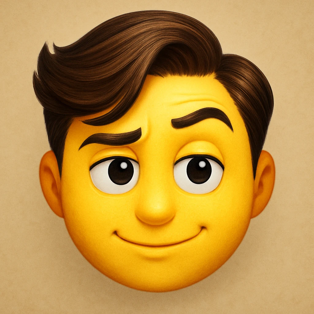 yellow face emoji with dramatic side part emoji