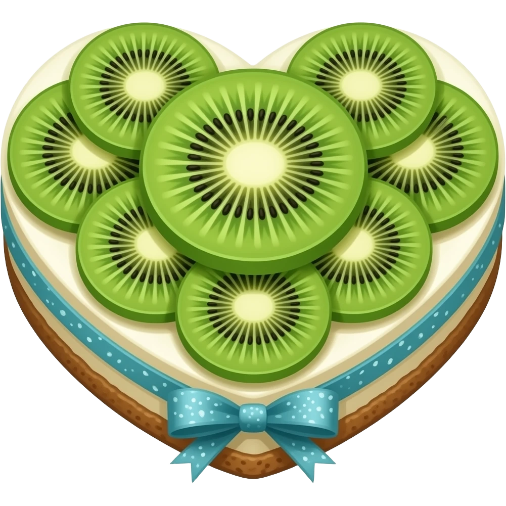 Kiwi heart cheesecake with oceanic decoration emoji