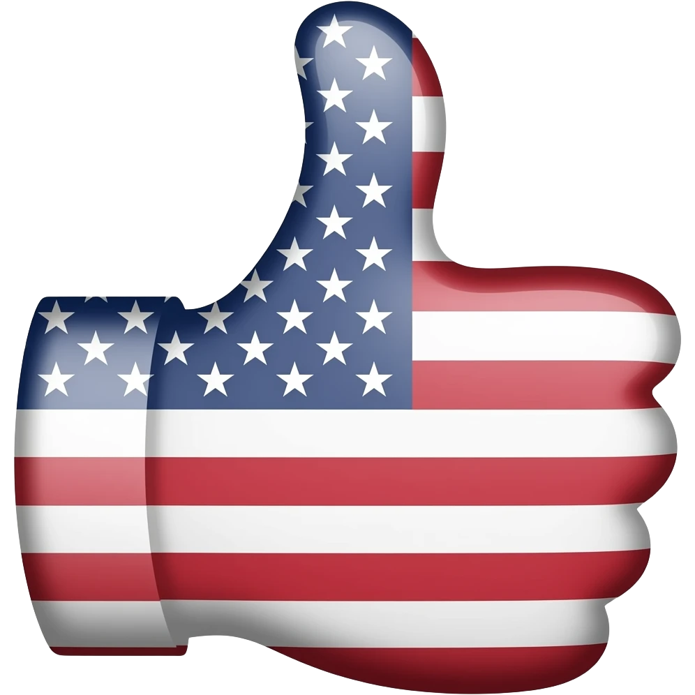 symbol for likes, thumb is painted in the American flag emoji