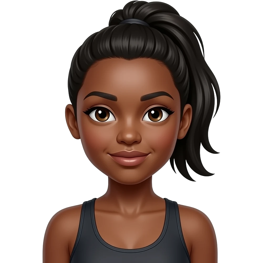 Twerking black athletic girl with aftopuff ponytail emoji