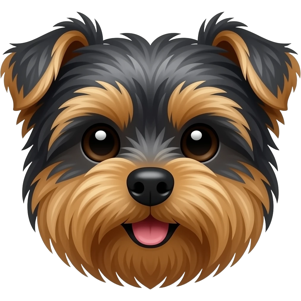 Yorkshire terrier ears down happy face dark hair emoji