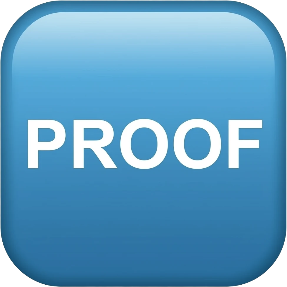 blue square that says PROOF in white text android style emoji