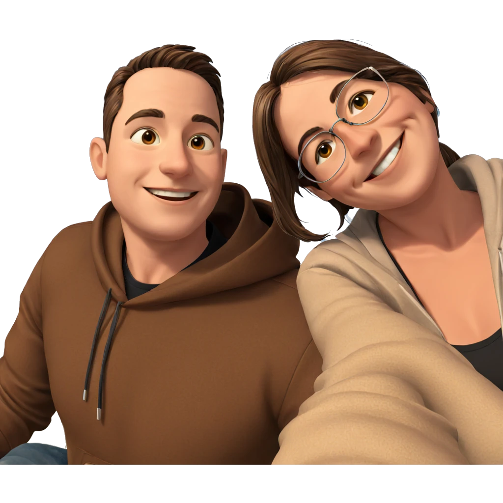 smiling couple under blue sky emoji